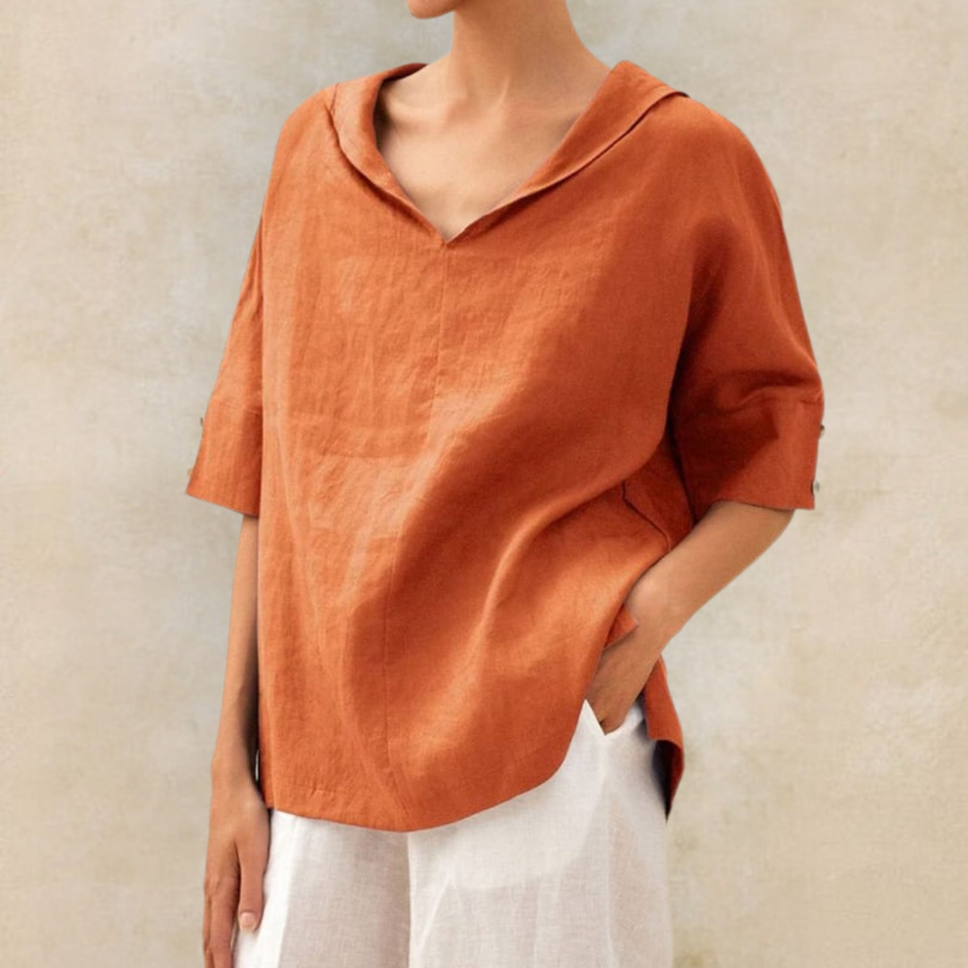 Renee™ - Women's V-Neck Casual Linen Shirt