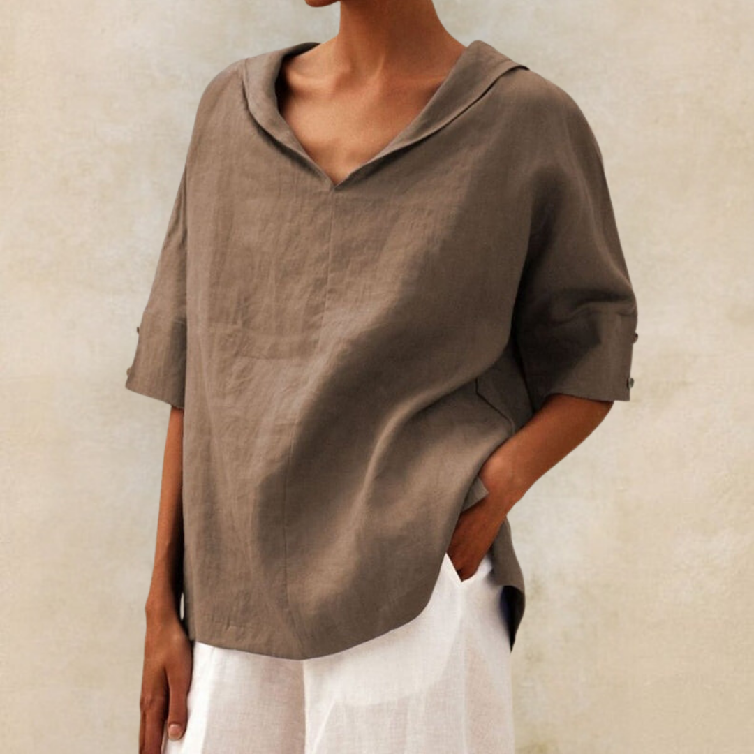 Renee™ - Women's V-Neck Casual Linen Shirt