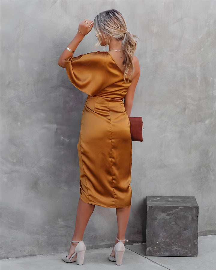 Emma™ | Elegant Silk Dress with a Slit