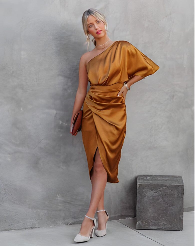 Emma™ | Elegant Silk Dress with a Slit