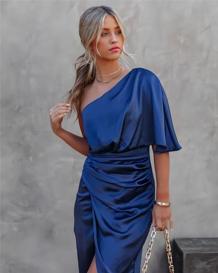 Emma™ | Elegant Silk Dress with a Slit