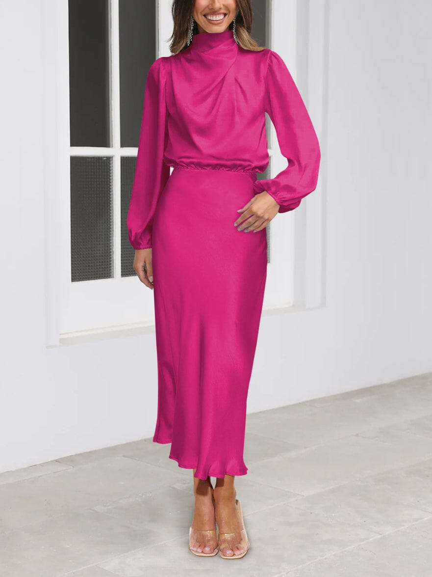 Grace™ | Elegant Silk Dress with Long Sleeves