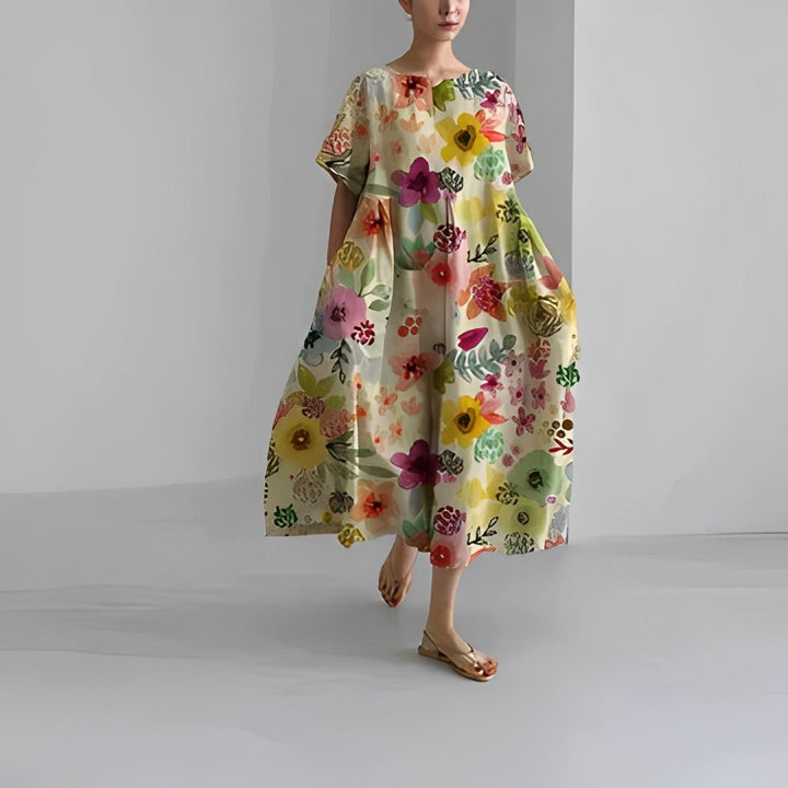 Claire - Bohemian Floral Print Dress